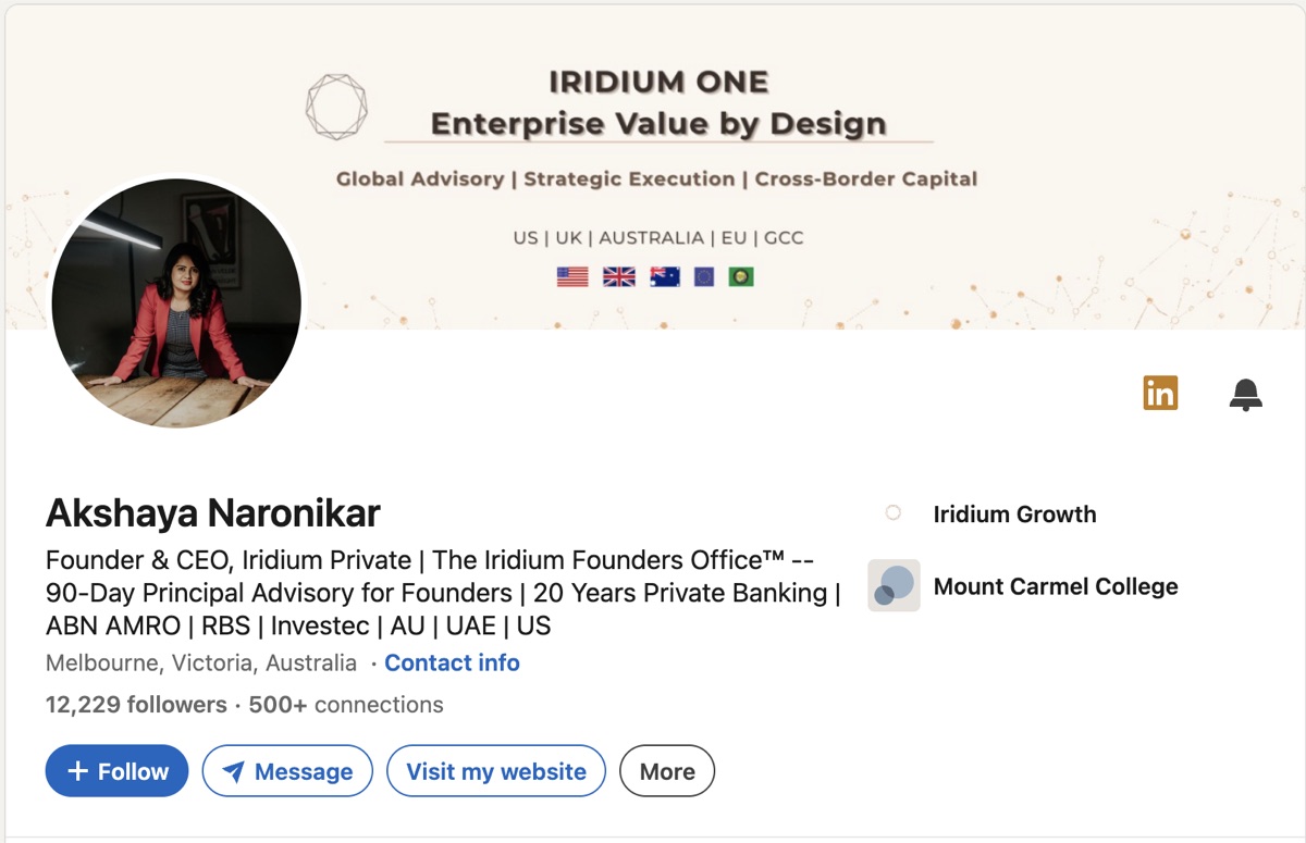 Akshaya Naronikar on LinkedIn: Founder and CEO of Iridium Private, 20 years private banking at ABN AMRO, RBS and Investec, 12,229 followers